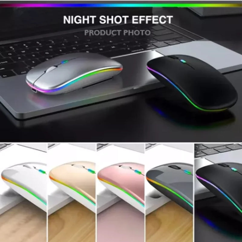 Mouse Bluetooth RGB Bateria Interna Recarregável Longa Duração