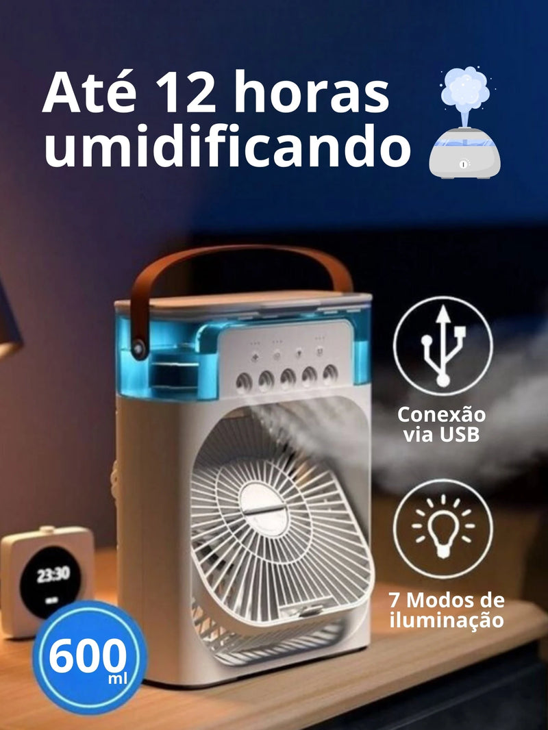 Mini Ar-Condicionado Portátil com Nebulização - Climatizador e Ventilador de Mesa Refrigerador de Ar