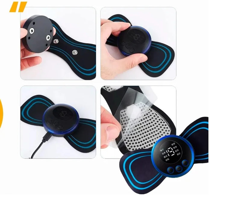 Mini Massageador Elétrico Portátil Aparelho de Massagem Recarregável Muscular Pescoço Pernas Coluna Lombar USB Fisioterapia Rela