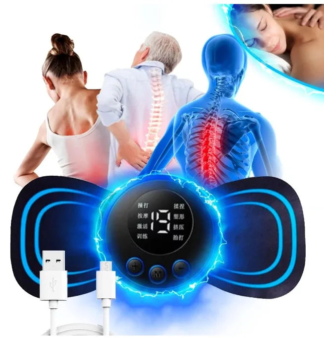 Mini Massageador Elétrico Portátil Aparelho de Massagem Recarregável Muscular Pescoço Pernas Coluna Lombar USB Fisioterapia Rela