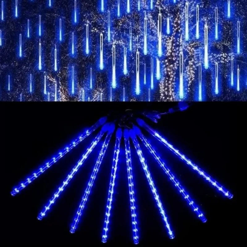 Pisca Pisca Cascata Iluminação de Natal 200 LEDs 5 Metros 8 Funções Azul 220V Decoração de Natal