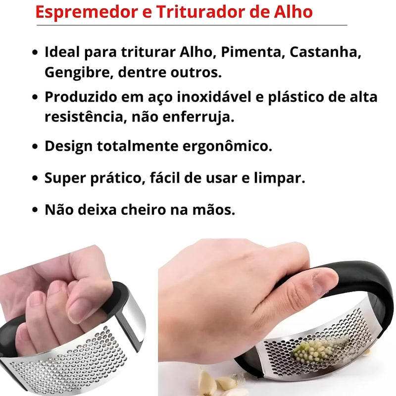 Espremedor Amassador Triturador De Alho Inox