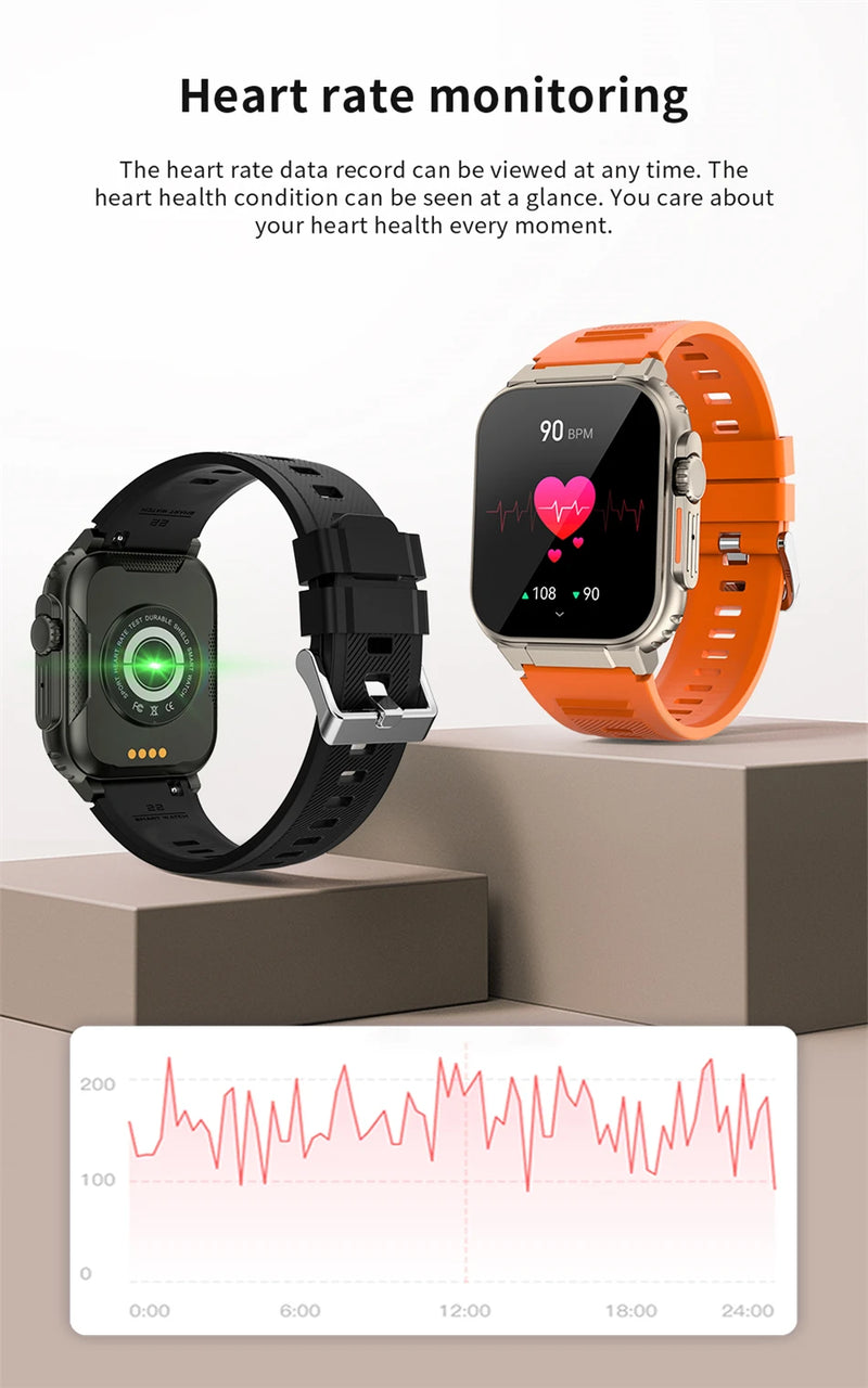 LIGE-Smartwatch Esportivo para Homens e Mulheres, Chamada Bluetooth, Conexão de Música Local, Pulseira TWS, Tela HD AMOLED, Bateria 600 mA