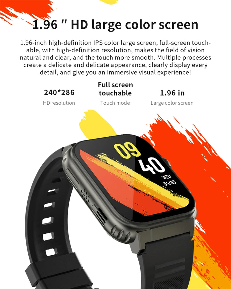 LIGE-Smartwatch Esportivo para Homens e Mulheres, Chamada Bluetooth, Conexão de Música Local, Pulseira TWS, Tela HD AMOLED, Bateria 600 mA