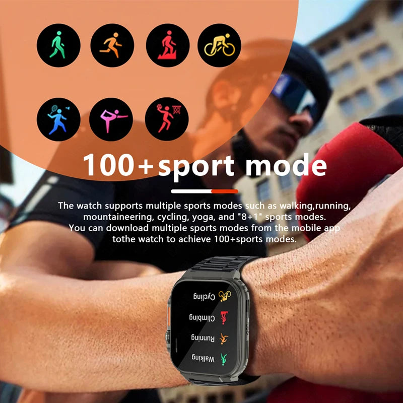 LIGE-Smartwatch Esportivo para Homens e Mulheres, Chamada Bluetooth, Conexão de Música Local, Pulseira TWS, Tela HD AMOLED, Bateria 600 mA