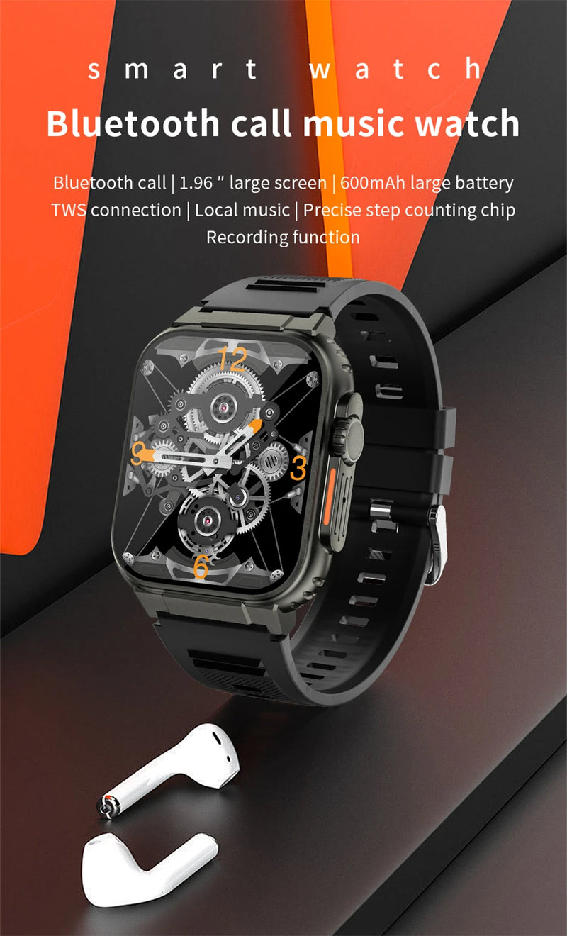 LIGE-Smartwatch Esportivo para Homens e Mulheres, Chamada Bluetooth, Conexão de Música Local, Pulseira TWS, Tela HD AMOLED, Bateria 600 mA