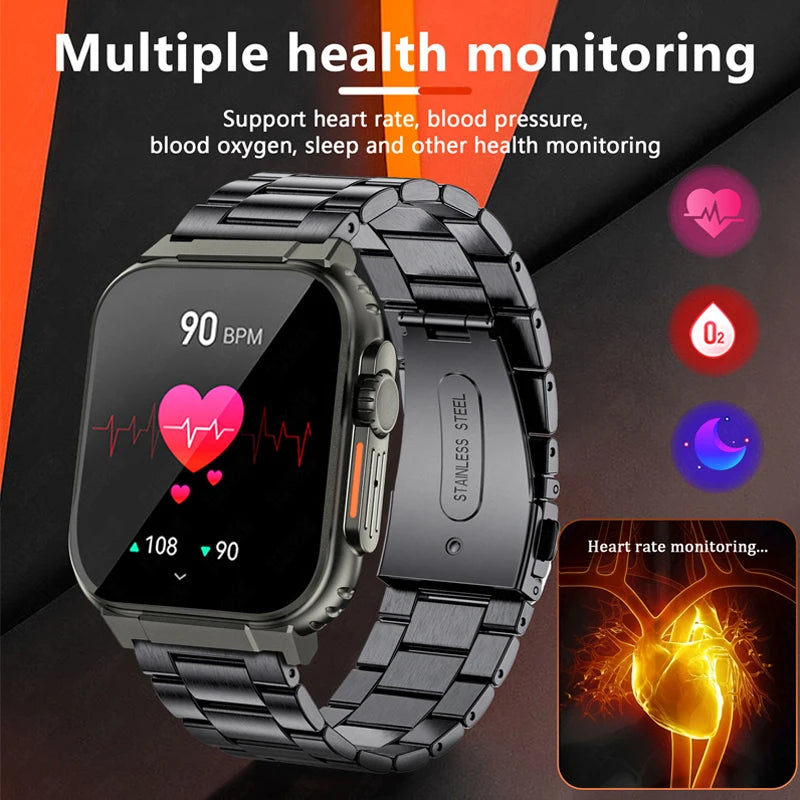 LIGE-Smartwatch Esportivo para Homens e Mulheres, Chamada Bluetooth, Conexão de Música Local, Pulseira TWS, Tela HD AMOLED, Bateria 600 mA